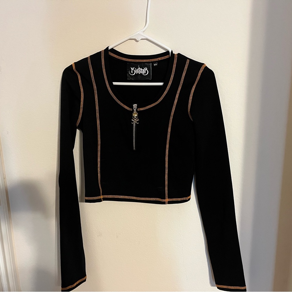 Killstar Black Bodysuit with Orange Stitching